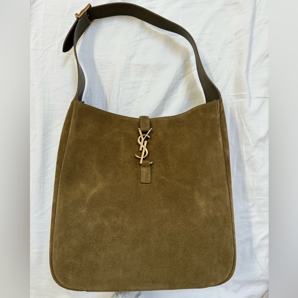 Saint Laurent YSL Le 5 a 7 Supple Large Barley Green Suede - Picture 3 of 12